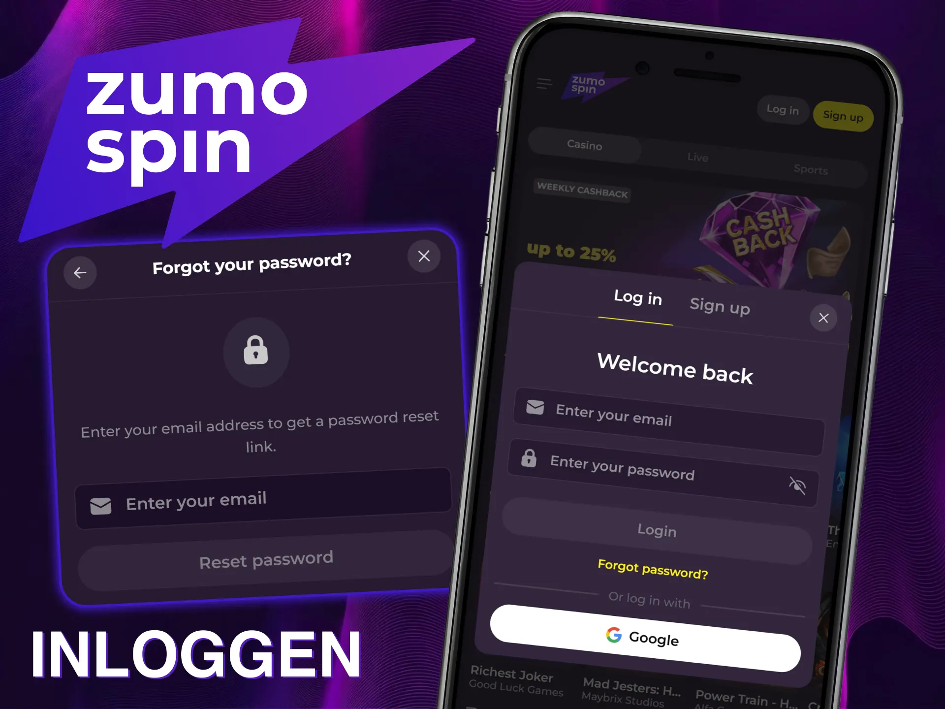 Log eenvoudig in op je account en begin met wedden via de ZumoSpin-app.