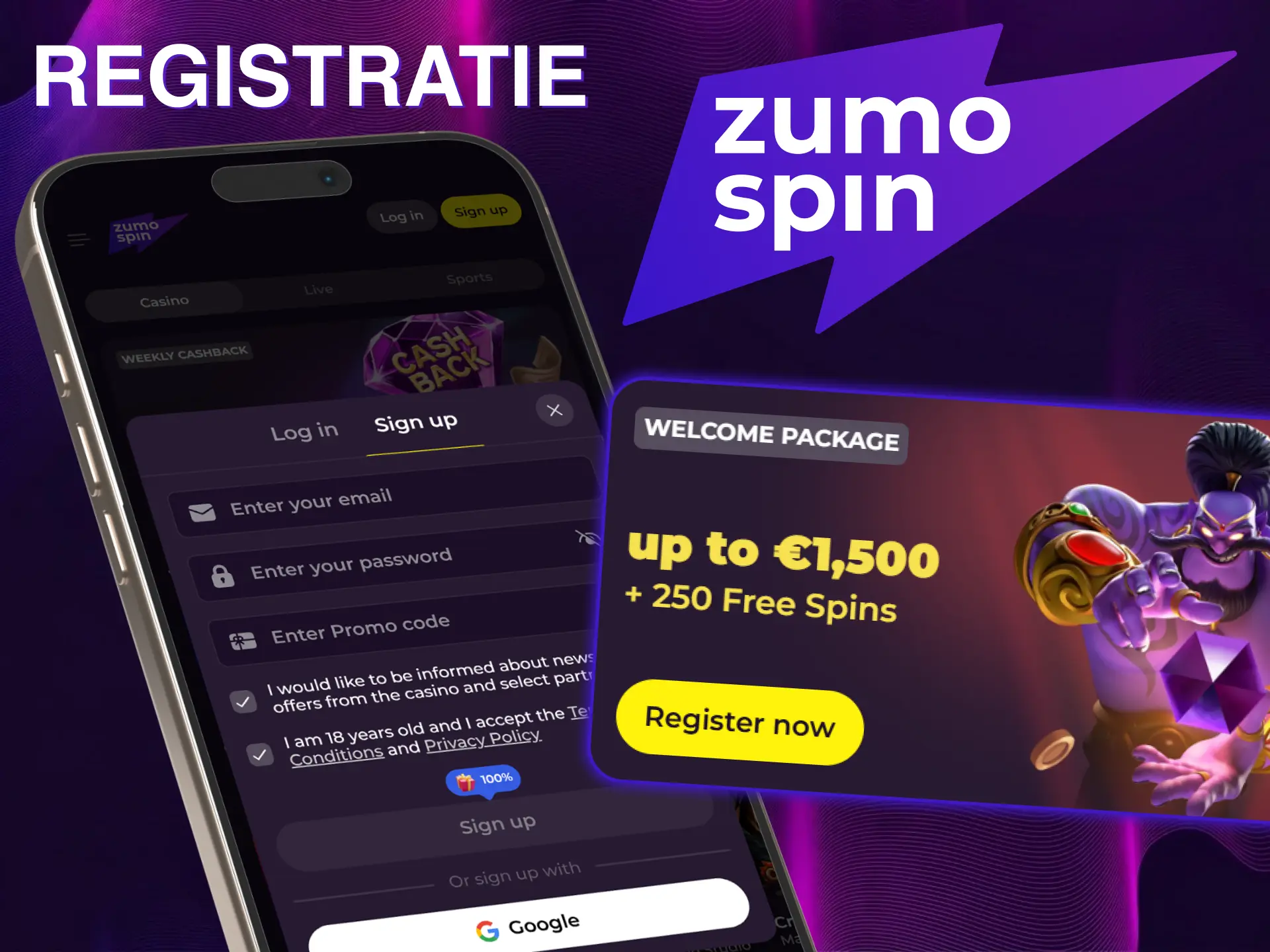 Maak in een paar tikken een account aan in de ZumoSpic-app.