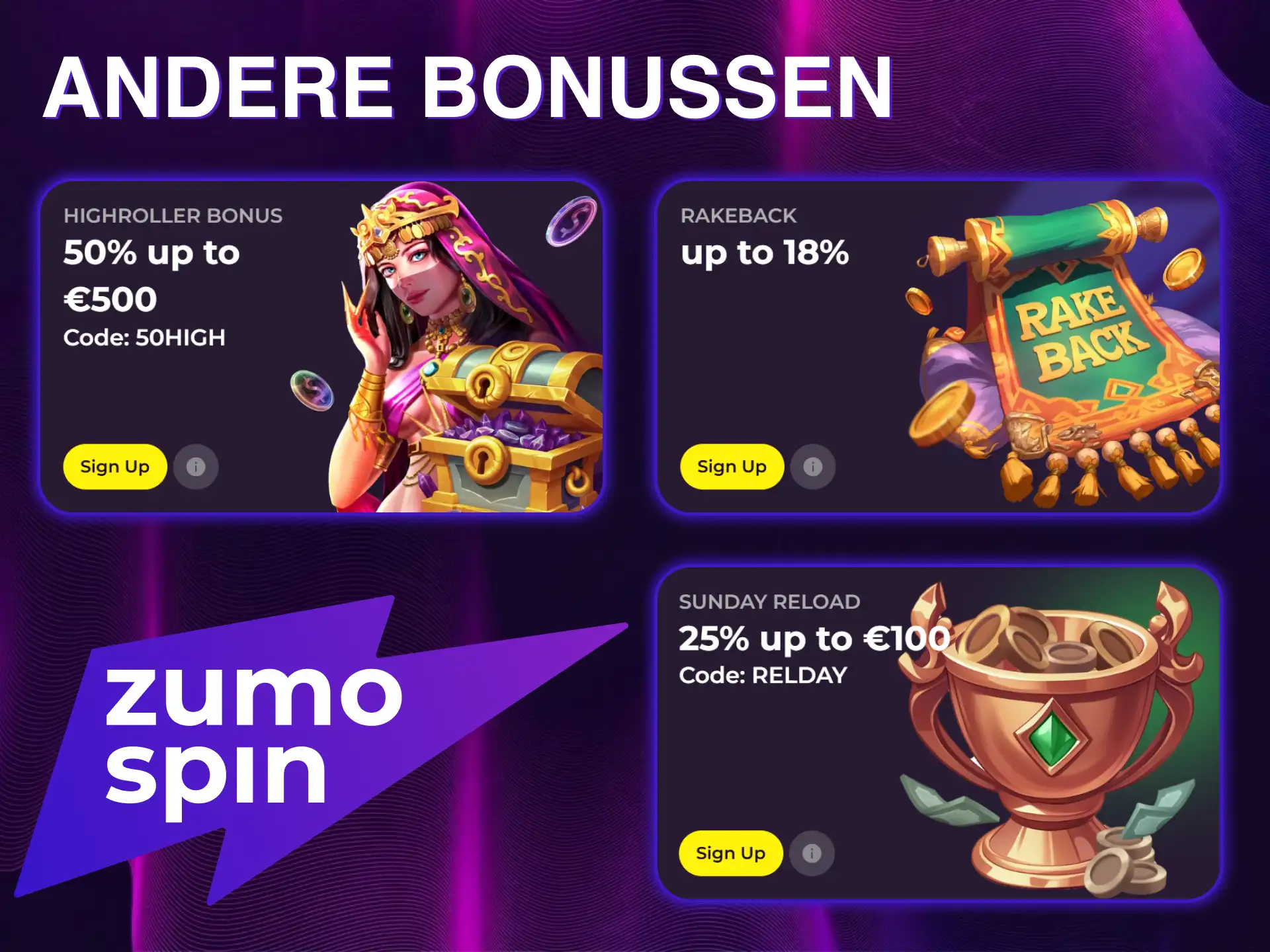 Ontdek andere bonussen om je winkansen bij ZumoSpin te vergroten.
