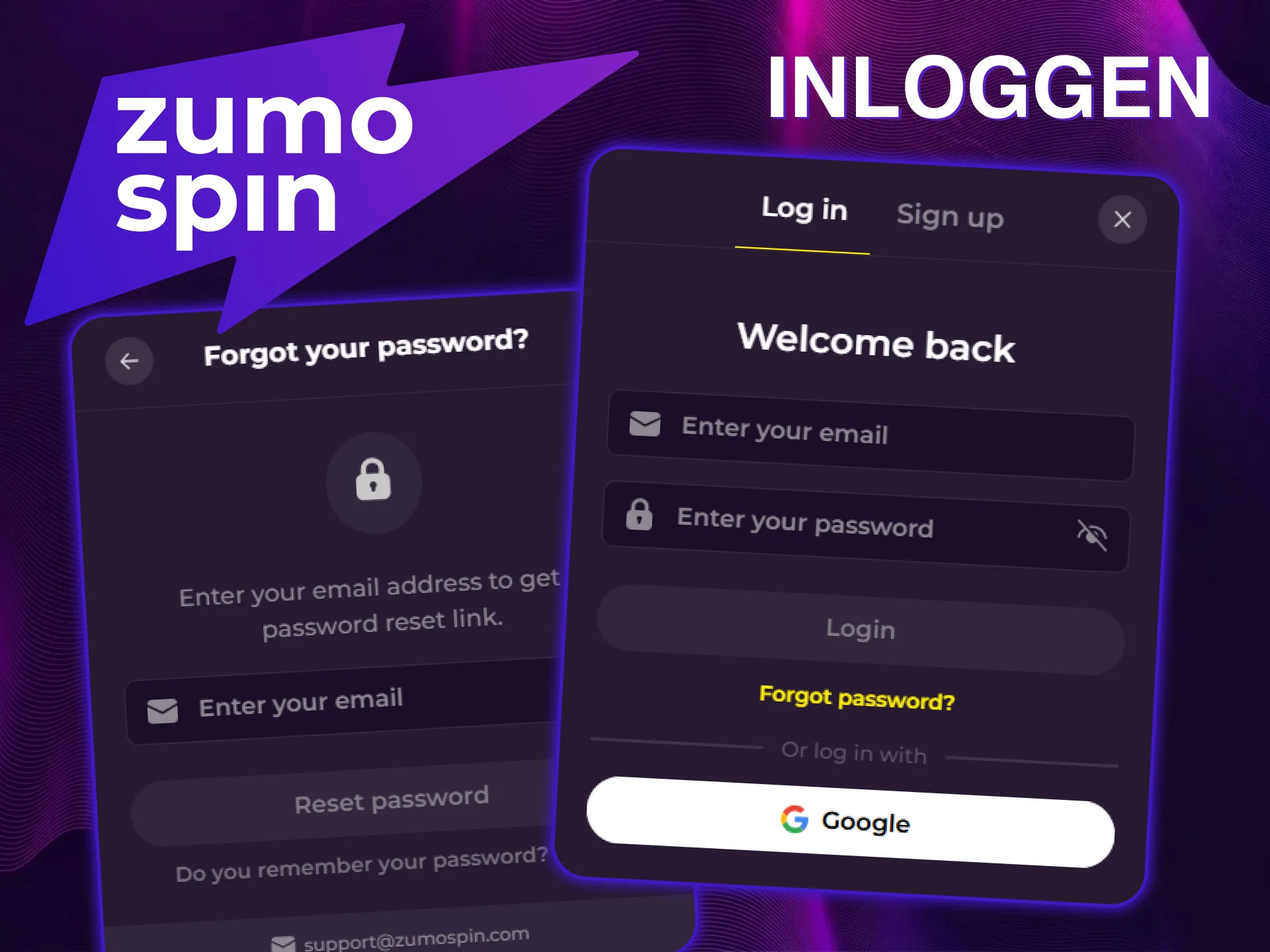 Voer je ZumoSpin login uit en begin direct met spelen.