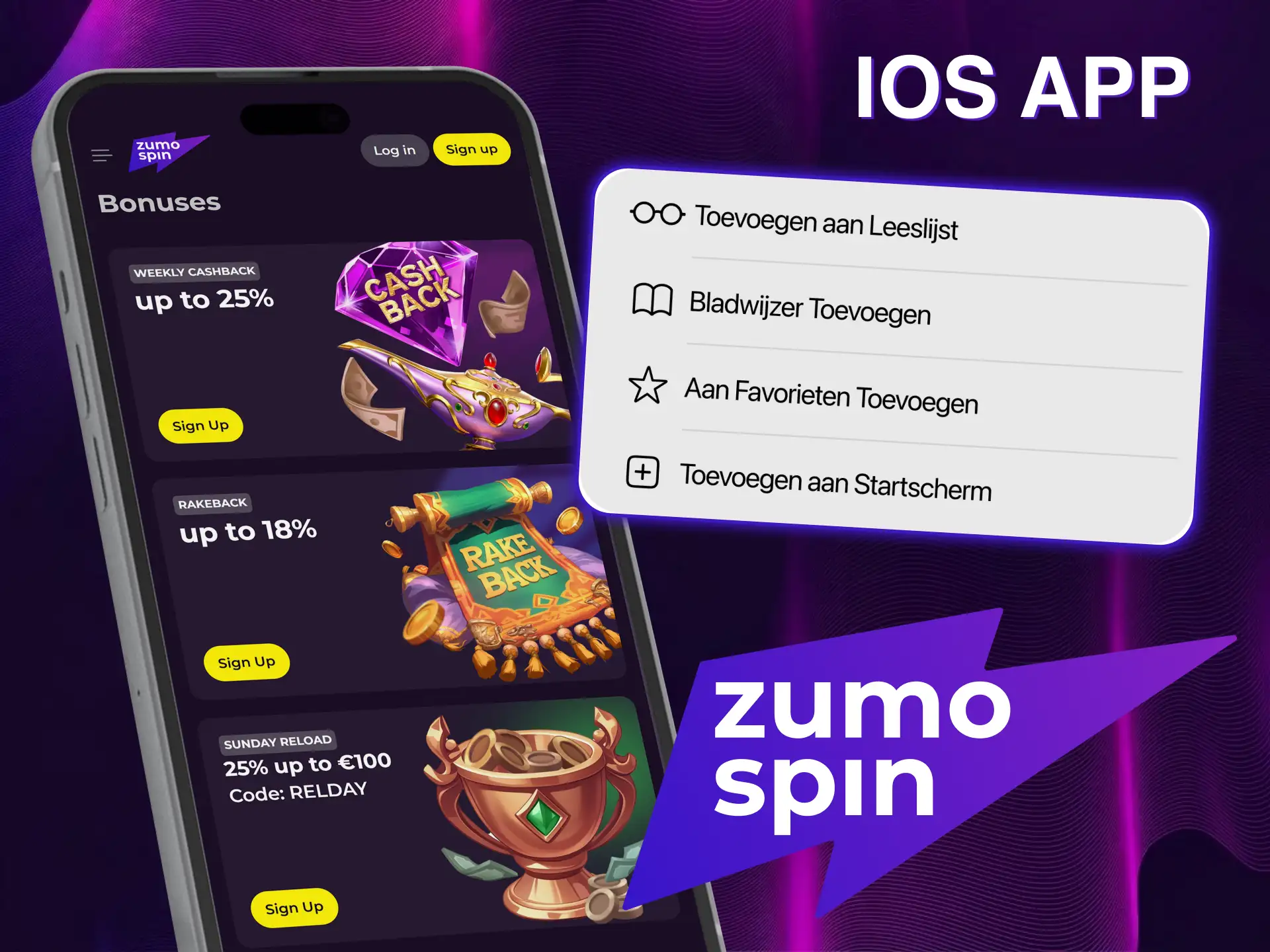 Installeer de iOS App voor een premium ervaring bij ZumoSpin.