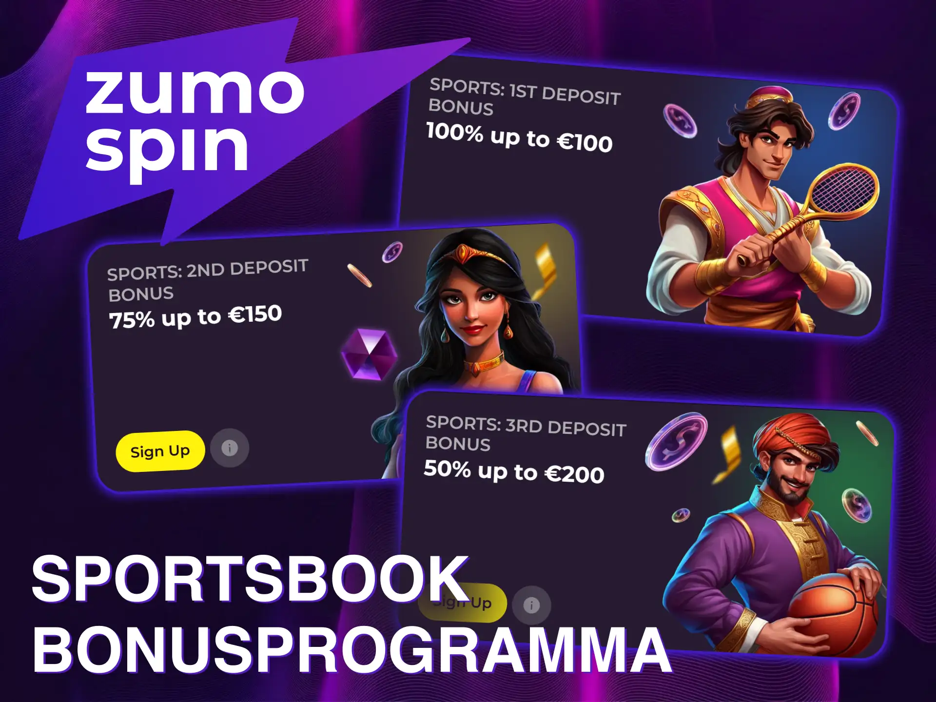 Claim het ZumoSpin sportsbook bonusprogramma en zet in op sport.