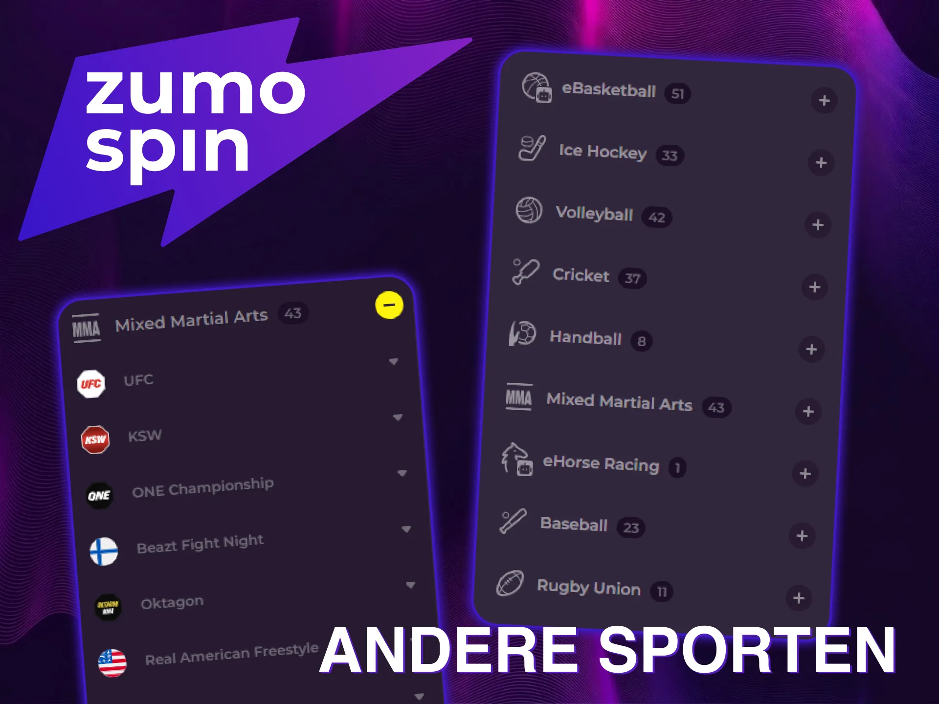 Ontdek vele andere sporten en win ruim bij ZumoSpin.
