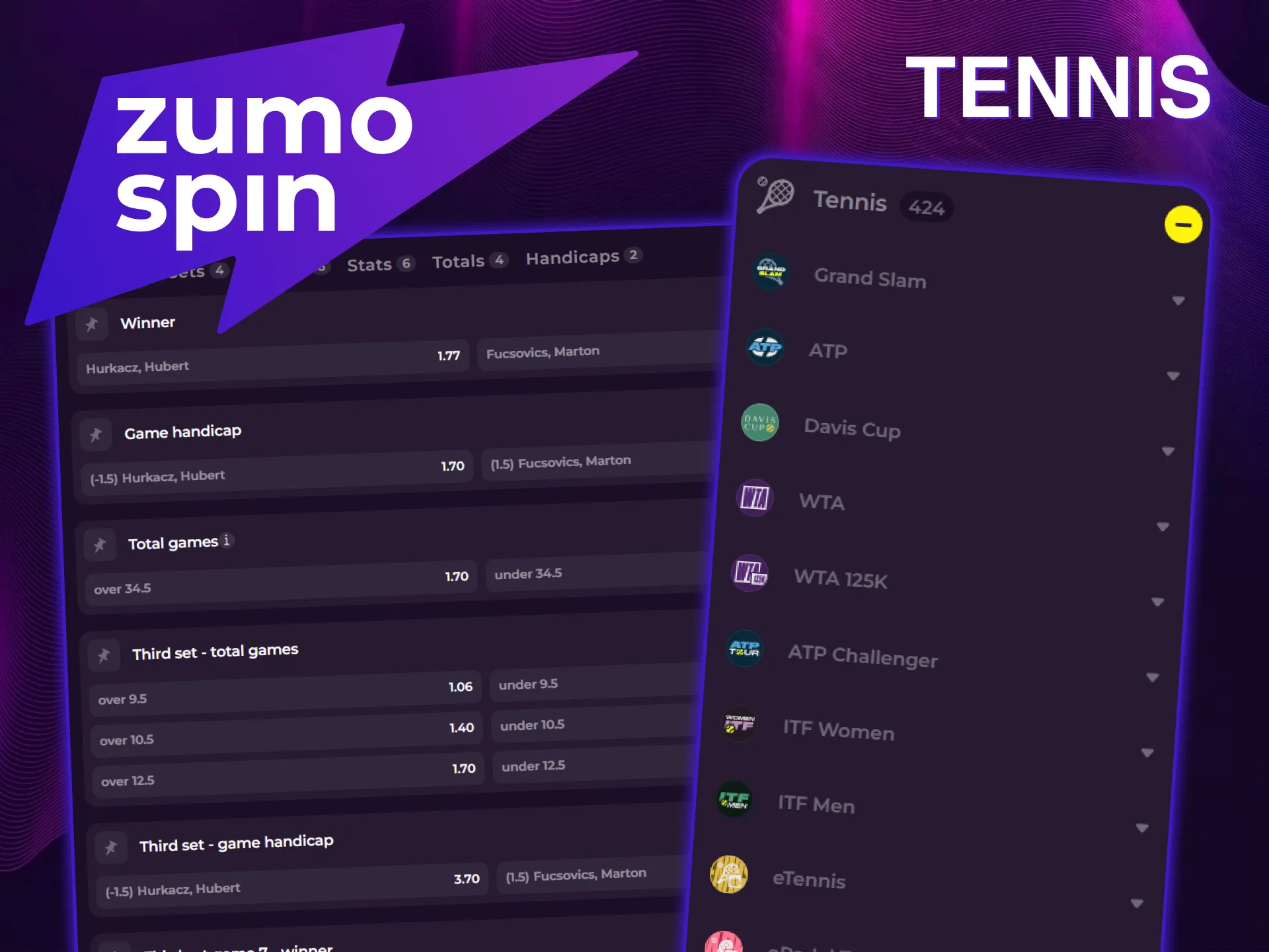 Zet in op de belangrijkste tenniswedstrijden bij ZumoSpin.